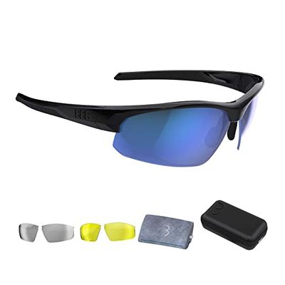 BBB Lunettes de cyclisme I Lunettes de soleil de cyclisme avec étui de voyage I Lunettes de sport Monture en polycarbonate I 3 verres interchangeables I Impress BSG-58T