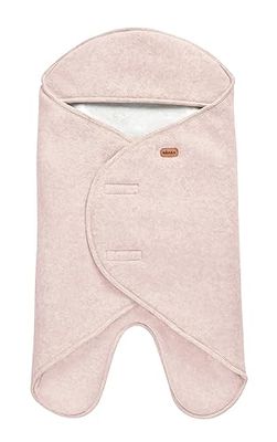 BÉABA, Babynomade Double Polaire, Couverture enveloppante Hiver bébé, Compatible Siège Auto/Pousette/Nacelle/Transat, Douce, Chaude, Déperlante, Respirante,Passage Harnais, Rose Poudrée/Blanc,0-6 Mois