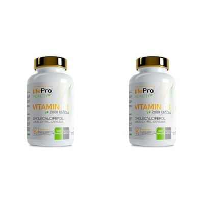Life Pro Vitamin D3 2000UI 90 Softgels | Suplemento Vitamina D que Estimula Sistema Inmunológico | Fortalece Articulaciones y Huesos (Paquete de 2)