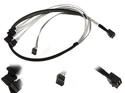 KALEA-INFORMATIQUE SAS MiniSAS SFF-8643 naar 4 poorten SATA kabel met Sideband connector. Lengte 100cm SFF8643 SATA