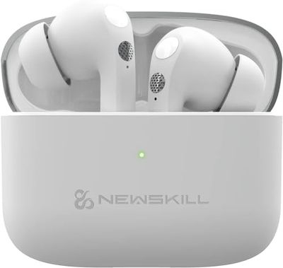 NEWSKILL Anuki Auricolare senza fili Bluetooth 5.0, controllo tattile, cancellazione del rumore, microfono, resistente IPX4, 16 ore di riproduzione, bianco