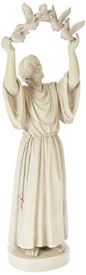 Design Toscano EU34267 Statue de Jardin des Colombes de la Paix de Saint François Bronzage 16,5 x 19 x 63,5 cm