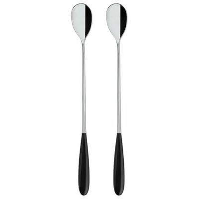Rockingham Forge Yin and Yang Lot de 2 cuillères à soda de luxe en acier inoxydable 18/10 – poignées en noir, plastique PBT