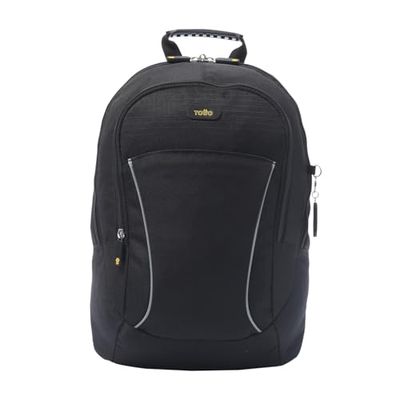 TOTTO - Mochila para Ordenador Portátil de 14 Pulgadas, Modelo Arvar 2.0, Capacidad 22 L, Bolsillo Secreto, Argollas para Candado, Espaldar Ergonómico con Flujo de Aire, Correas en S, Color Negro