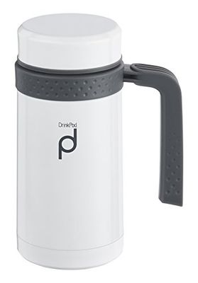 Drink Pod HBG450W Mug isotherme, Acier Inoxydable, Blanc, 18,5 x 11 x 11 cm