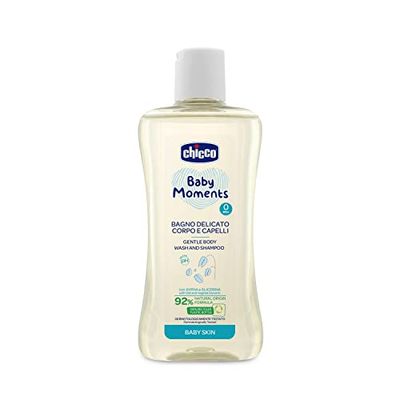Chicco Baby Moments Bagno Shampoo Delicato Per Pelli Delicate, Ingredienti Di Origine Naturale, Proprietà Idratanti Dell'Avena, Previene Irritazione Agli Occhi, 0+ Mesi - 200 ml