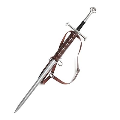HZMAN Medievale Rinascimento Pelle Spada Rana Spada Larp Costume Accessorio Tracolla Rana Spada Indietro Cintura, Marrone, Regolabile