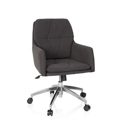 hjh OFFICE 670946 Silla Home Office Shake 350 Tela Gris Oscuro, Sillón de Oficina, Estilo Retro Muy de Moda, cómodo Acolchado, Altura Ajustable