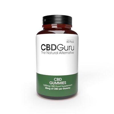 CBD Guru CBD Gummies 20mg 60 Pack - Mixed Fruit Flavour Broad Spectrum CBD Gummy Bears for Sleep & Anxiety Support, 1200mg Total CBD