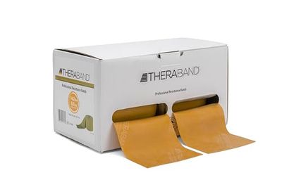 TheraBand Professionele weerstandsband, 45 m, goud maximale sterkte Elite latex professionele elastische banden voor boven- en onderlichaamsoefeningen, fysiotherapie, pilates, revalidatie,