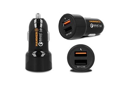 Autolader Hammer Car Express 30 W 5 V/4,8 A 2-poorts USB Qualcomm QuickCharge 3.0 universele oplader voor Android oplaadadapter sigarettenaansteker 12 V/24 V snellader voor hamer smartphones