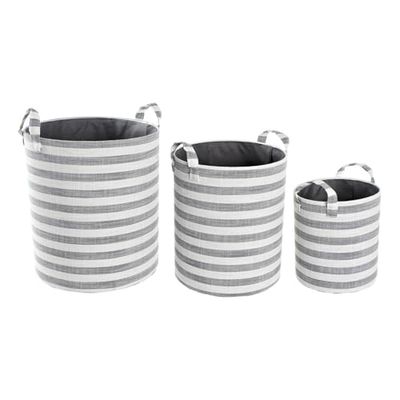 CESTA SET 3 ALGODON 35X35X40 RAYAS GRIS