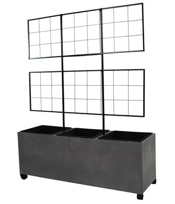 Dehner Fioriera Milano, resistente al gelo/ai raggi UV/resistente alle intemperie, ca. 100 x 130 x 35 cm, incl. rotelle/3 inserti per piante, cemento leggero, grigio