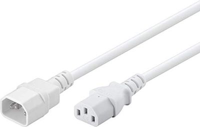 AC Extensão do dispositivo frio 3,0 m, tomada reta do dispositivo frio para tomada reta do dispositivo frio, C14 -> C13, 3-pin, branco
