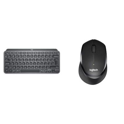 Logitech MX Keys Mini Minimalist Wireless Illuminated Keyboard, Compact, Bluetooth, Backlit, USB-C & M330 SILENT PLUS Wireless Mouse, 2.4GHz with USB Nano Receiver, 1000 DPI Optical Tracking