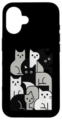 Abstract Geometric Cat Art Case for iPhone 16