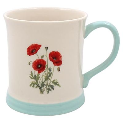 The Leonardo Collection Poppy Mug Embossed Country Life, Tea and Coffee Mugs for Hot Drinks | Fine China Printed Mugs for Kitchen & Home | Reusable Ceramic Cups for Every Occasion