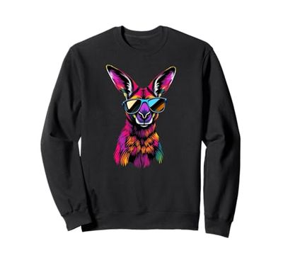 Kangaroo Wearing Sunglasses Funny Animal Colorful Kangaroo Sweatshirt