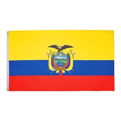AZ FLAG - Bandera Ecuador - 150x90 cm - Bandera Ecuatoriana 100% Poliéster con Ojales de Metal Integrados - 110g - Colores Vivos Y Resistente A La Decoloración