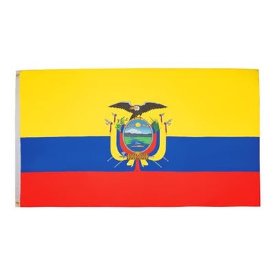 AZ FLAG - Bandera Ecuador - 90x60 cm - Bandera Ecuatoriana 100% Poliéster Con Ojales de Metal integrados - 50g - Colores Vivos Y Resistente A La Decoloración