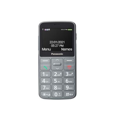 Panasonic Teléfono Móvil de Fácil Uso KX-TU160EXG - Botón SOS, Teclas Grandes retroiluminadas, Compatibilidad Audífonos, Larga Duración, Bluetooth (Gris)