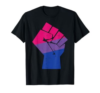 Raised Fist Bisexual Bi Pride Flag Support Resist LGBT Gift Maglietta