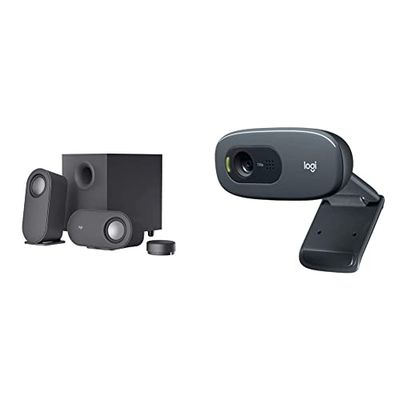 Logitech Z407 Altoparlanti Bluetooth per computer con subwoofer e controllo wireless, audio avvolgente, audio premium con ingressi multipli & C270 Webcam HD, HD 720p/30fps