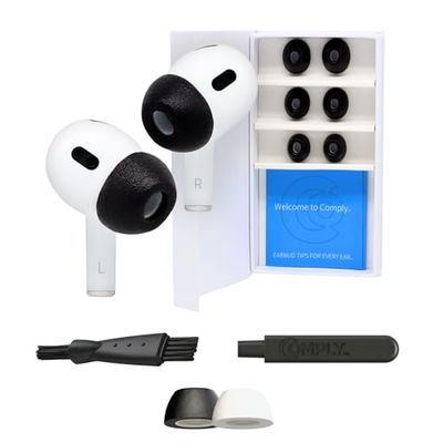 Comply 3 paia di punte in schiuma per Apple AirPods Pro, diverse misure S, M, L, nero, eccellente isolamento acustico, maggiore comfort, vestibilità sicura, pulizia e pulizia