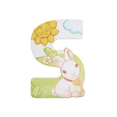 THUN - Letter S voor de muur met haas - accessoires voor kinderkamer - wooncultuur - hout - 8 h cm