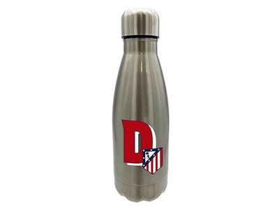 Atlético de Madrid vattenflaska i rostfritt stål, lufttät förslutning, med bokstaven A-design i rött, 550 ml metallisk, officiell produkt (CyP