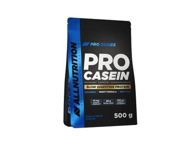 ALLNUTRITION Pro Casein Slow Digesting Protein Food Supplement - Micellar Casein with Probiotics and Enzymes - Night Formula for Muscle Recovery 500g Vanilla Cream
