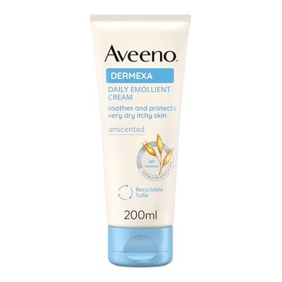 Aveeno Dermexa Crema Emolliente Quotidiana, Crema corpo idratante senza profumo, Crema dermatite atopica con Avena Prebiotica e Ceramidi, Crema corpo idratante pelle secca, sensibile e atopica, 200 ml
