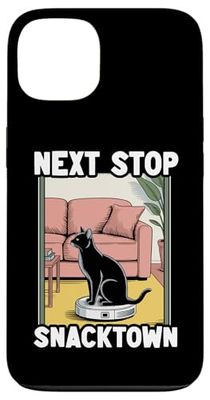 Next Stop Snacktown Cat Robot Vacuum Cleaner Cat Case for iPhone 13