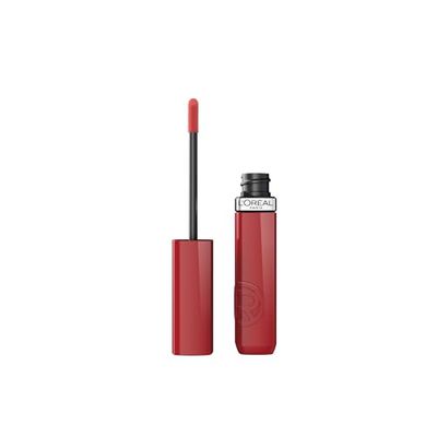 L'Oréal Paris Pintalabios Líquido, Color Intenso de Larga Duración, No Transfiere, Acabado Brillante con Efecto Vinilo, Infaillible Laque Resistance, Tono 215 Drunk In Rose