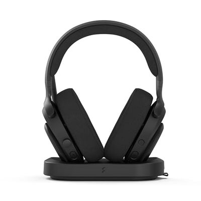 Fractal Design Scape Dark - Wireless PC Gaming Headset - Detachable Flip-to-Mute Microphone with Noise Cancellation - Battery Life Up to 40 Hours - Configurable Ambient Lighting - Black