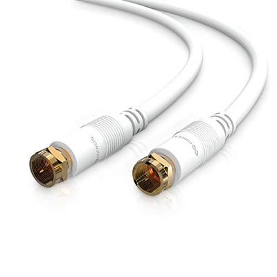 conecto Antennekabel, SAT-kabel, coaxkabel, satellietkabel, tv, 2,00 m, dubbel afgeschermd, F-stekker, voor HDTV, ontvanger, satelliet, internet, DAB, radio, wit