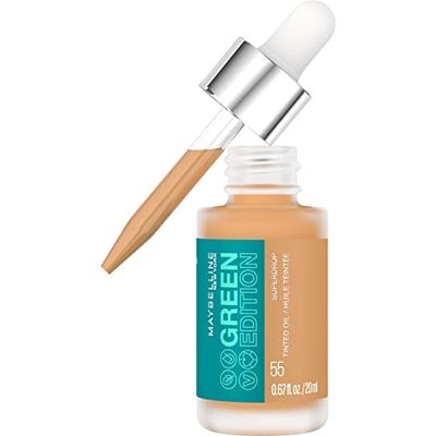 Maybelline New York, fondotinta per siero leggero per una copertura e una finitura naturale, Green Edition Superdrop Tinted Dry Oil n. 55