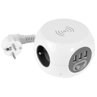 Cube Induction + USB 3 Tomas 16 A + T + 3 Cargadores USB, 2, 4 A + Cargador de inducción. Interruptor General, Cable 1, 40 m, 3G1, 5 mm2.
