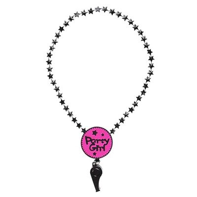 WIDMANN 8865R - Collier sifflet Party Girl, Femme Adulte, Enterrement de Vie de Jeune Fille, Carnaval, fêtes à thème