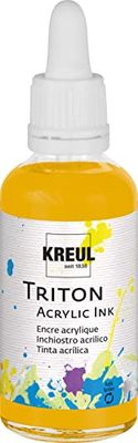 Kreul 17430-Triton Acrylic Ink, Gold, 50 ml Verre avec Pipette pour doser et mélanger, Haute intensité de Couleur, séchage satiné, pour Toile et Papier