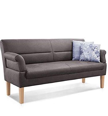 CAVADORE Kira Banc 2,5 Places pour Cuisine, Salle à Manger ou Cuisine avec accoudoirs réglables et Noyau à Ressorts 168 x 94 x 81 cm Microfibre de qualité supérieure : Gris