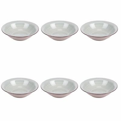 Set van 6 soepborden, Ø 21,2 cm, van aardewerk, handbeschilderd, saliegroen, 4 tinten