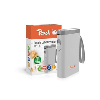 Peach etikettskrivare | vit| utrymmesbesparande och trådlös | skapa ordning överallt | PE110A-w