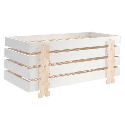 Vipack Bed, Combi, Solid, Pine, MDF, Metal, White, Single