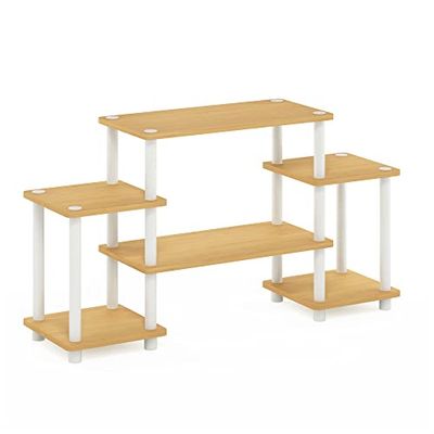Furinno Turn-N-Tube TV-skåp, TV-bord, TV-hylla, bok/vit, 105,4 (B) x 58 (H) x 29,5 (D) cm