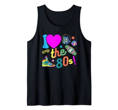 I Love The 80's Travestimento Costume Anni 80 Donna Uomo Canotta