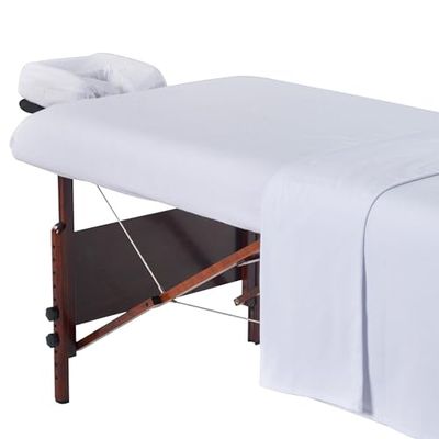 Master Massage Deluxe - Set di lenzuola in flanella per massaggi, colore: bianco puro, 3 pezzi