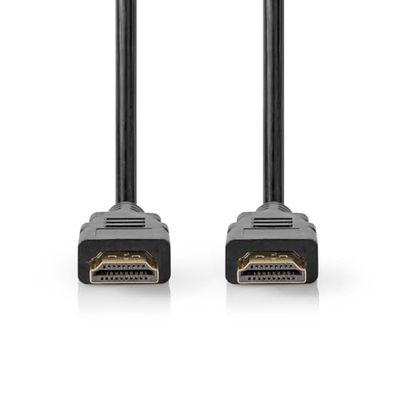 Nedis Premium High Speed HDMI kabel met Ethernet - HDMI stekker - HDMI stekker - 4K @60Hz - 18 Gbps - 1,00 m - rond - PVC - zwart - label