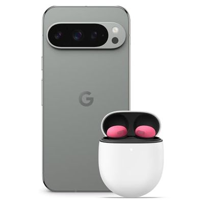 Google Pixel 9 Pro - Unlocked Android Smartphone with Gemini, Triple Rear Camera System, 24-Hour Battery, and 6.3" Super Actua Display - Hazel, 256GB+Pixel Buds Pro 2