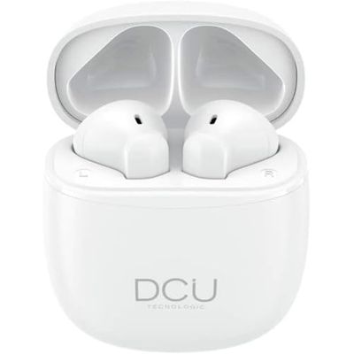 DCU TECNOLOGIC | Auricolari Mini Mate Bluetooth 5.1 | USB tipo C | con Touch Controllo | Microfono incorporato | Chiamate mani libere | A prova di Sudore IPX4 | Compatibile con Android e iOS | Bianco
